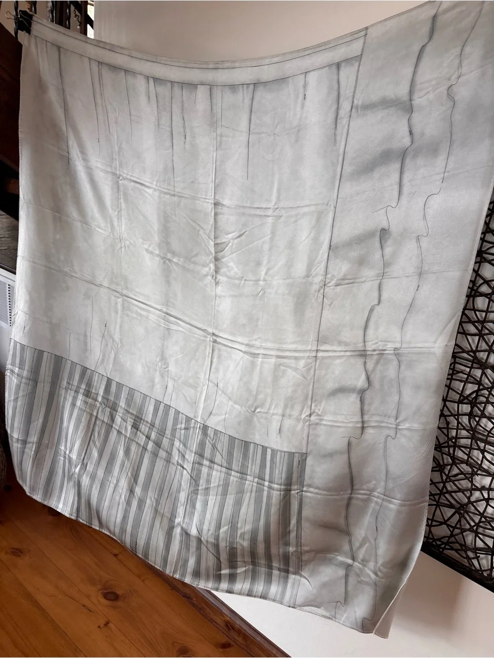 PRADA Vintage Oversized Silk Scarf Shawl 53” X 53” Gray Minimalist Logo Print - Picture 17 of 17